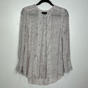 Donna Karan Silk Polka Dot Button Closure Long Sleeve Blouse Size M